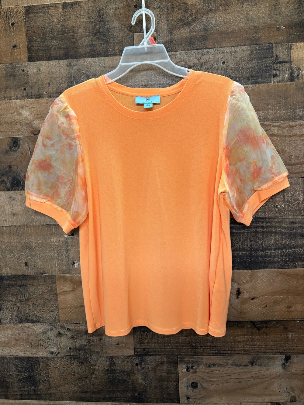 Gorgeous CeCe Spring and summer top with puffy sheer sleeves Size Large